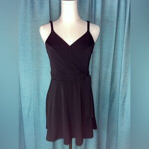 Elegant Candie’s Black Romper with skirt wrap front XS NWT
